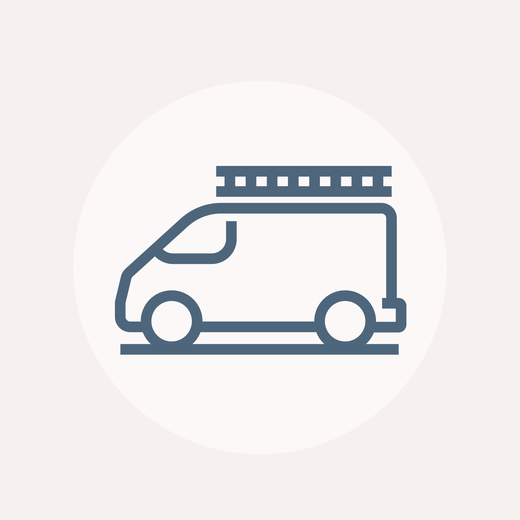 Icon of a side view of a van with a ladder on its roof.