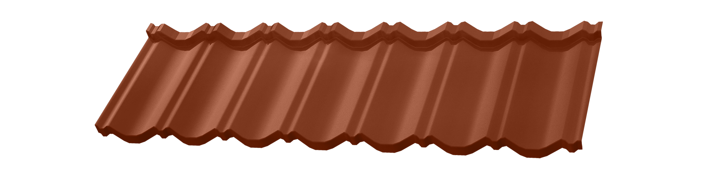 Single brown metal roof panel with a classic wavy ridged profile.