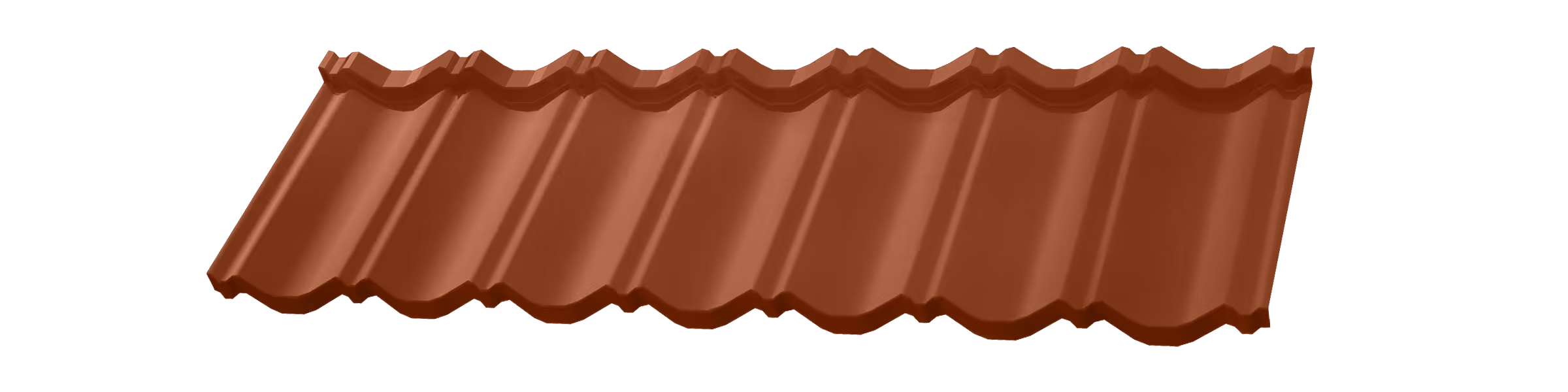 Single brown metal roof panel with a classic wavy ridged profile.