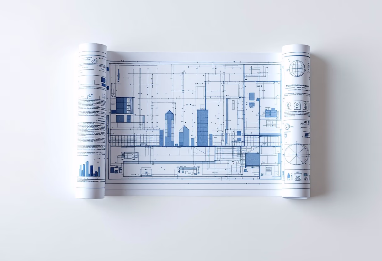 [background image] image of blueprint (for a construction company)