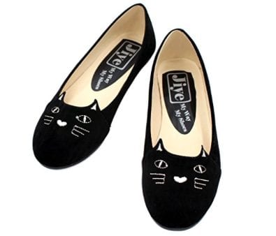 Black cat ballet flats