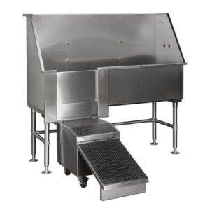 Steel pet bathtub with step stool
