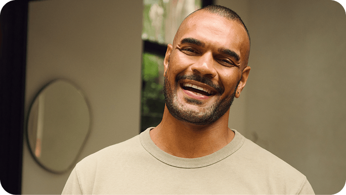 Happy person smiling