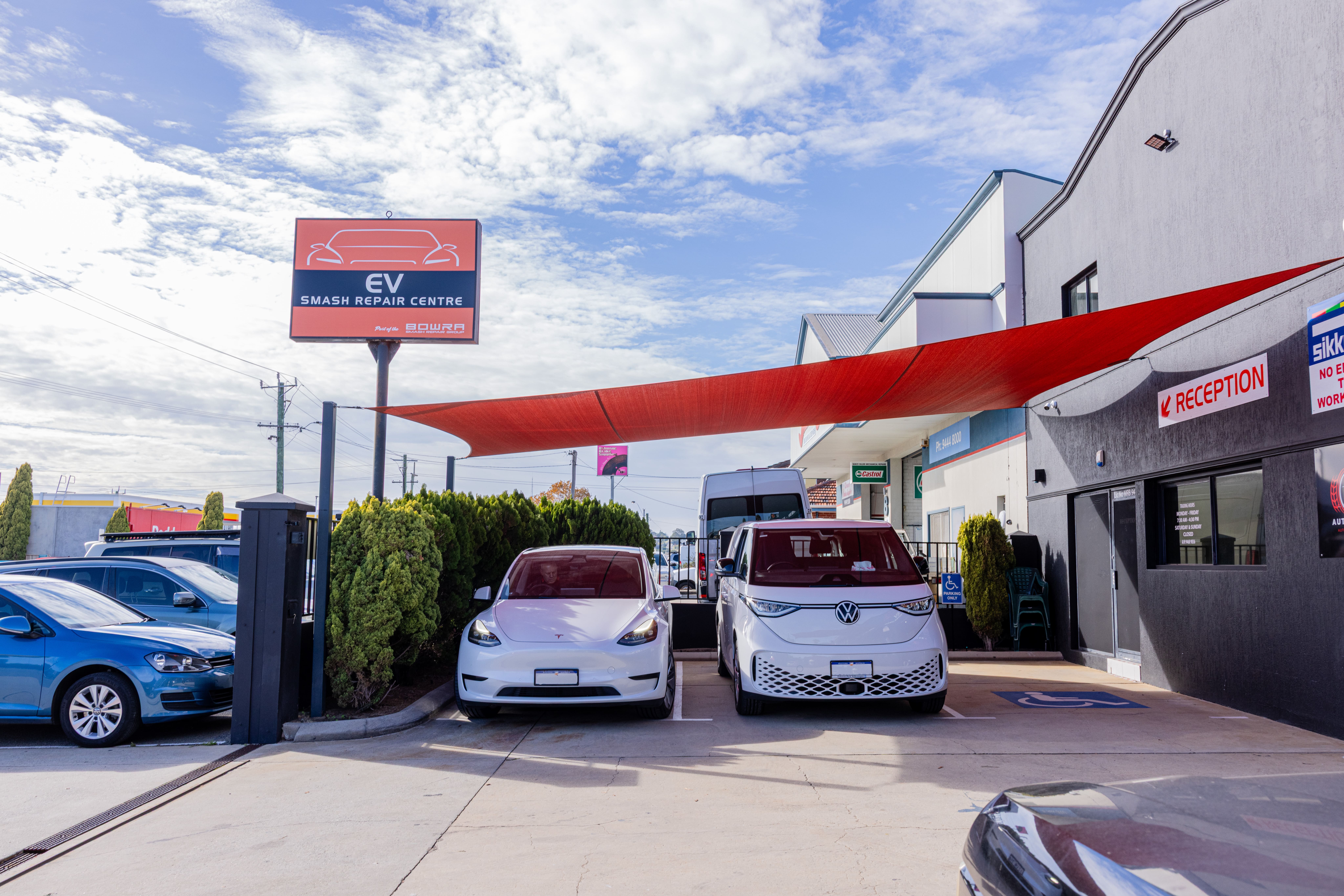 Panel beating and paint repair on EV at EV Hybrid Smash, Perth WA