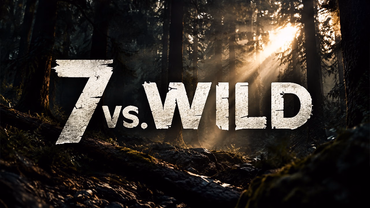 7 vs. Wild Schriftzug im Wald – YouTube-Format von HITSCAN