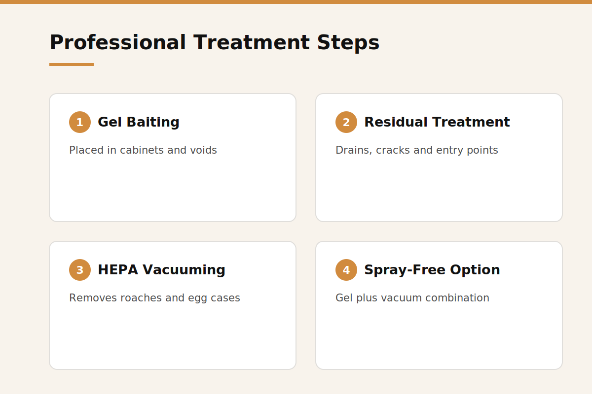 Professional cockroach treatment steps for Dubai Hills villas