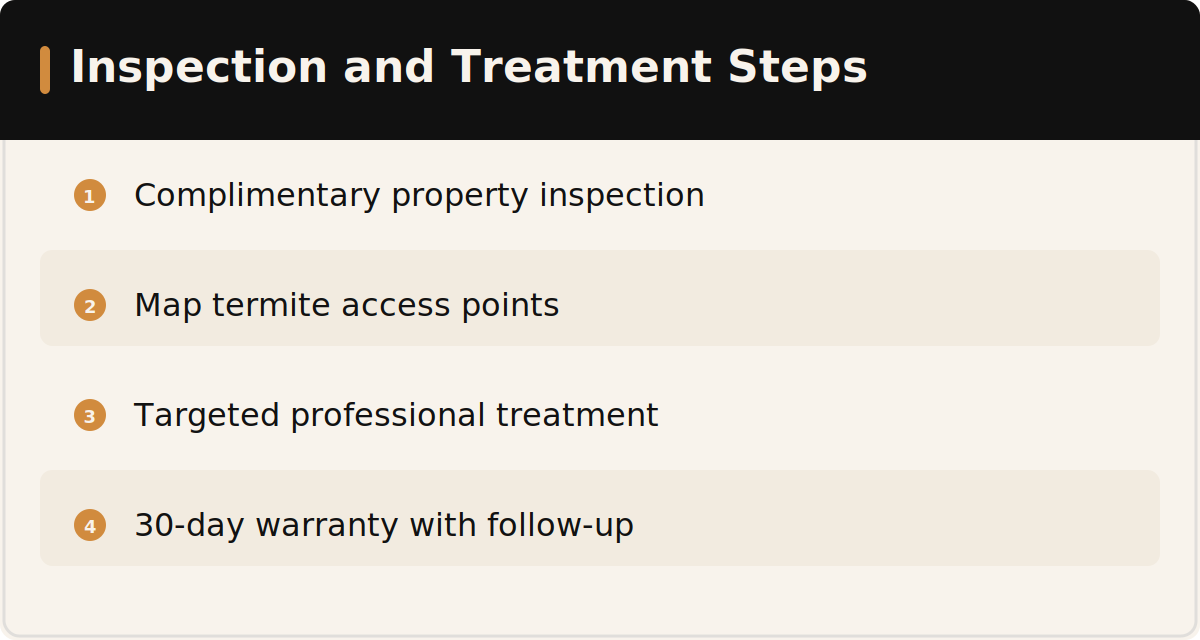 Steps in a professional termite inspection and treatment for an Al Barsha villa