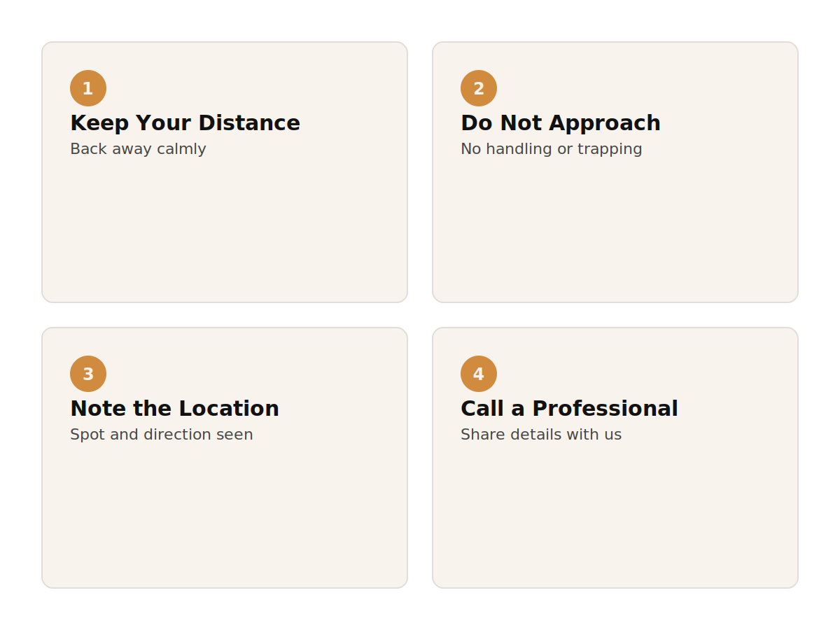 Four safety steps if you spot a snake: keep your distance, do not approach, note the location, call a professional