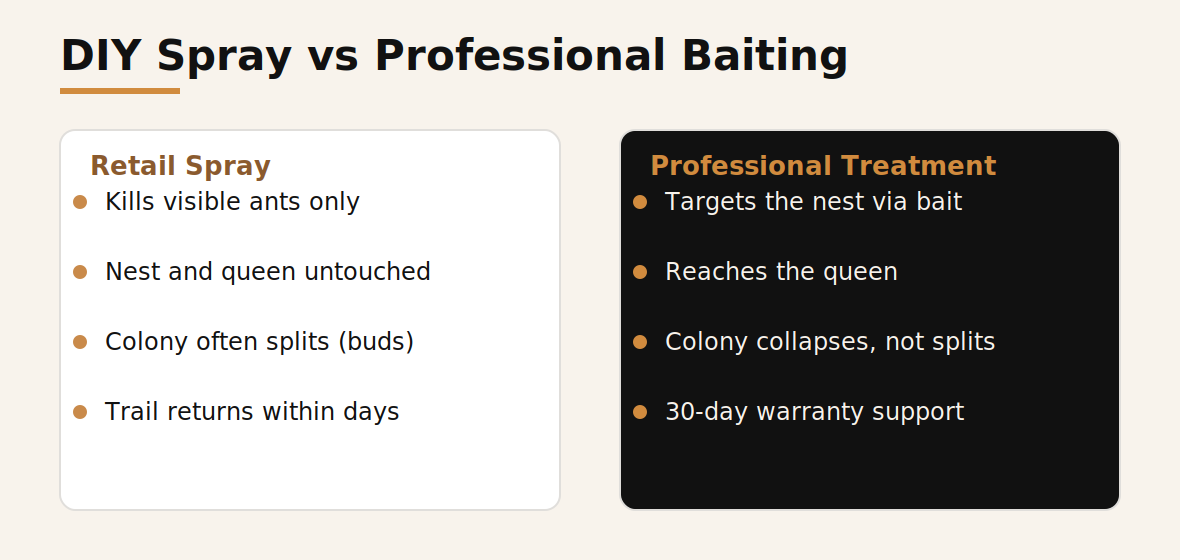 Comparison of DIY ant spray versus professional baiting treatment
