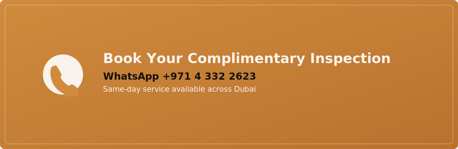 Book a complimentary scorpion inspection via WhatsApp, same-day service available across Dubai