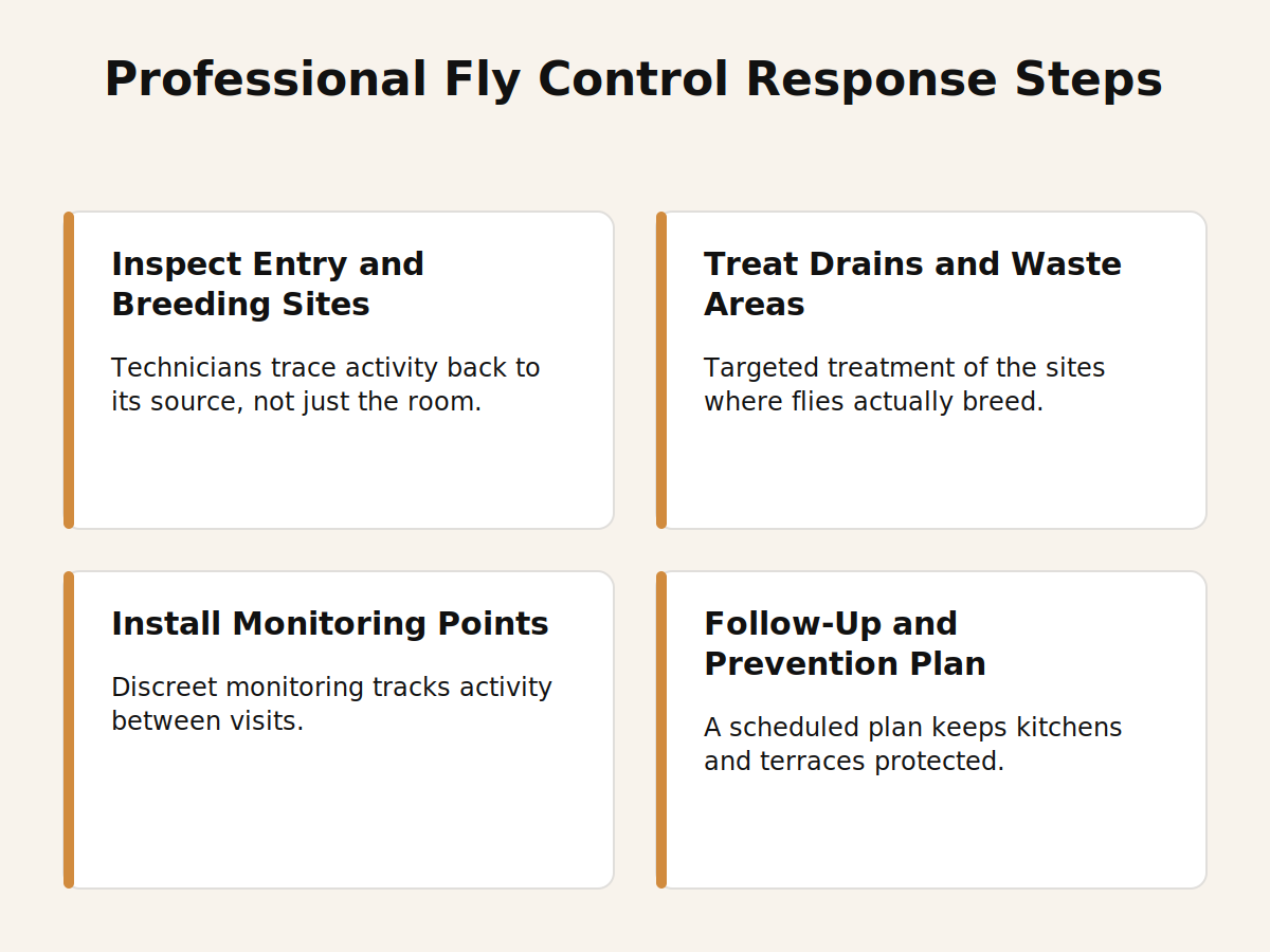 Santera's professional fly control response steps for Dubai restaurants and cafes