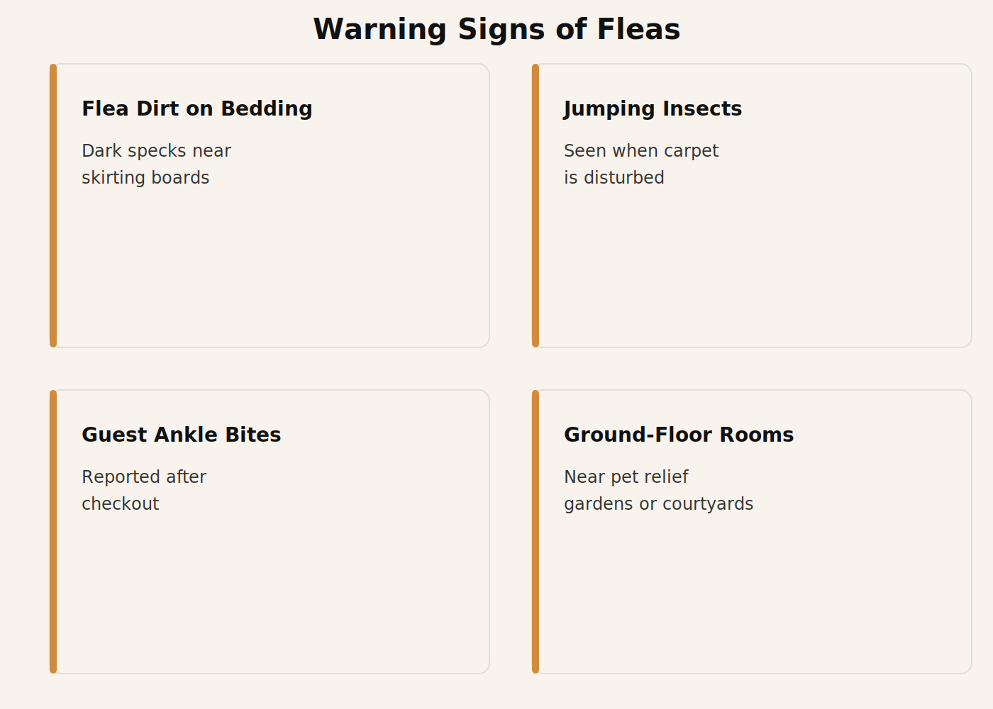 Warning signs of fleas in a Dubai pet-friendly hotel or serviced apartment