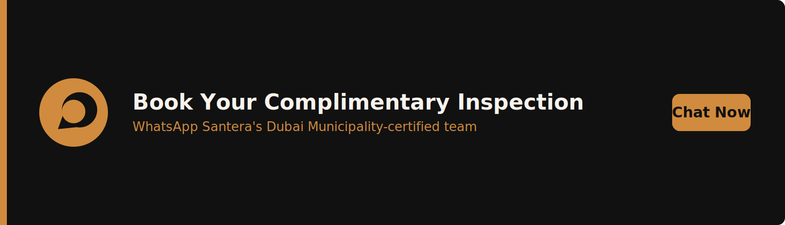 Book your complimentary pest inspection with Santera via WhatsApp