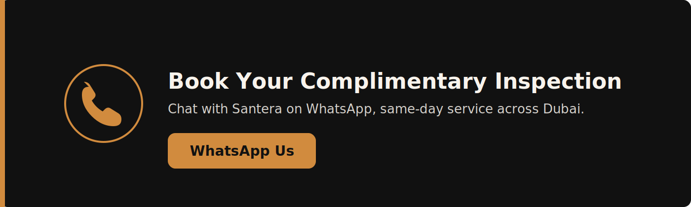 Book your complimentary tick inspection via WhatsApp, same-day service across Dubai