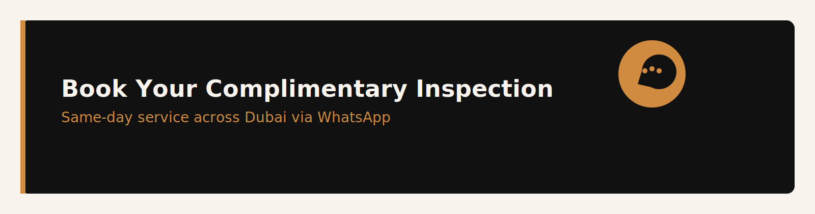 Book a complimentary scorpion inspection via WhatsApp, same-day service available across Dubai