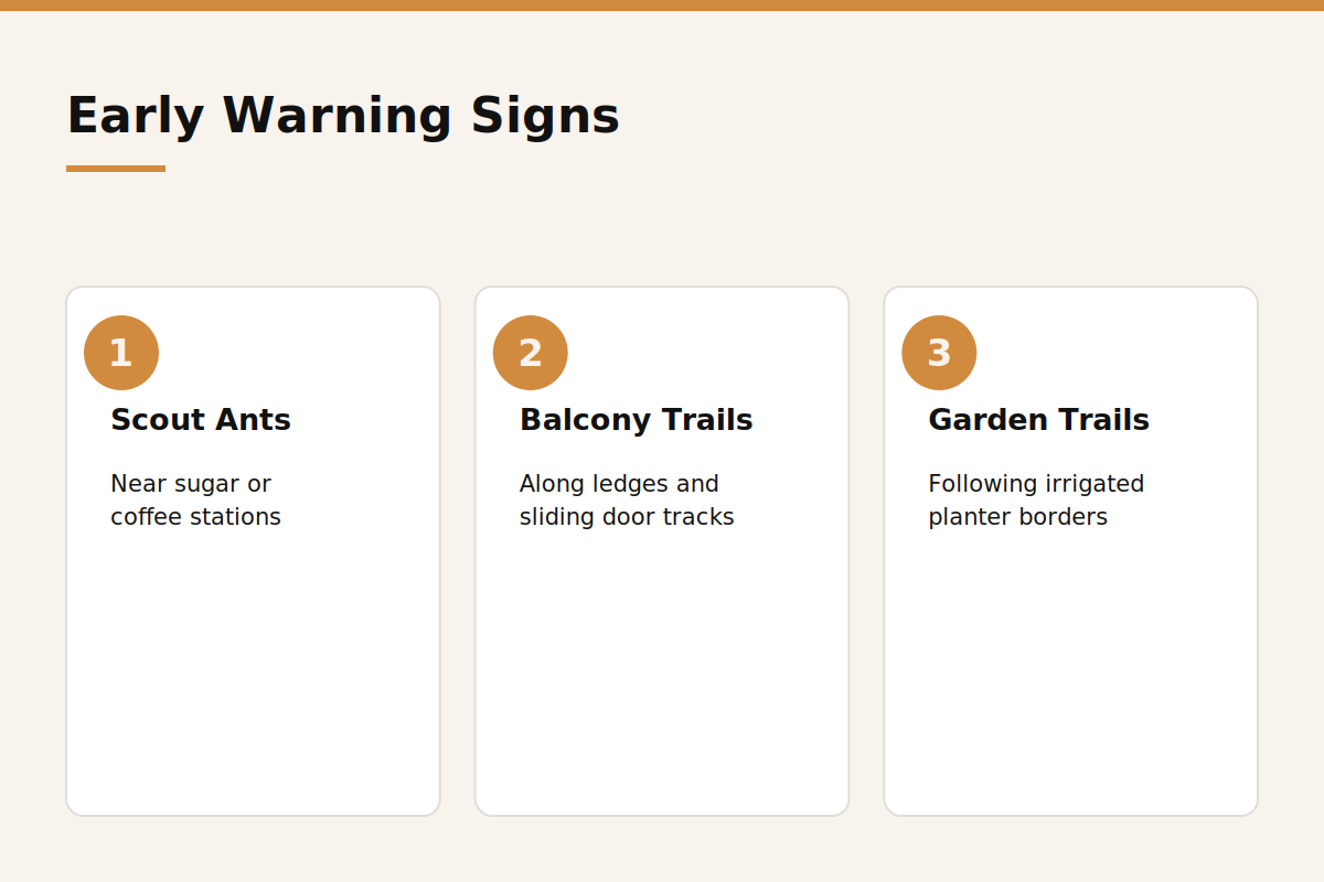 Early warning signs of ants in a hotel infographic