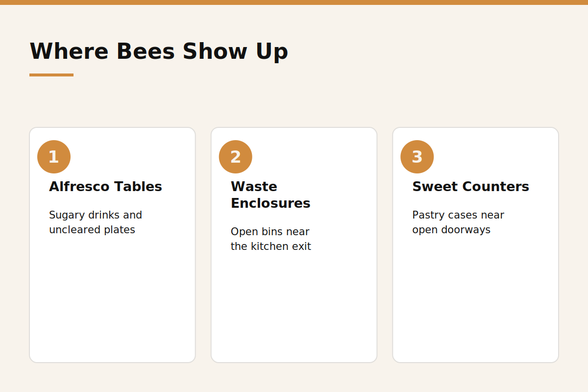 Where bees show up around a Dubai restaurant or cafe infographic