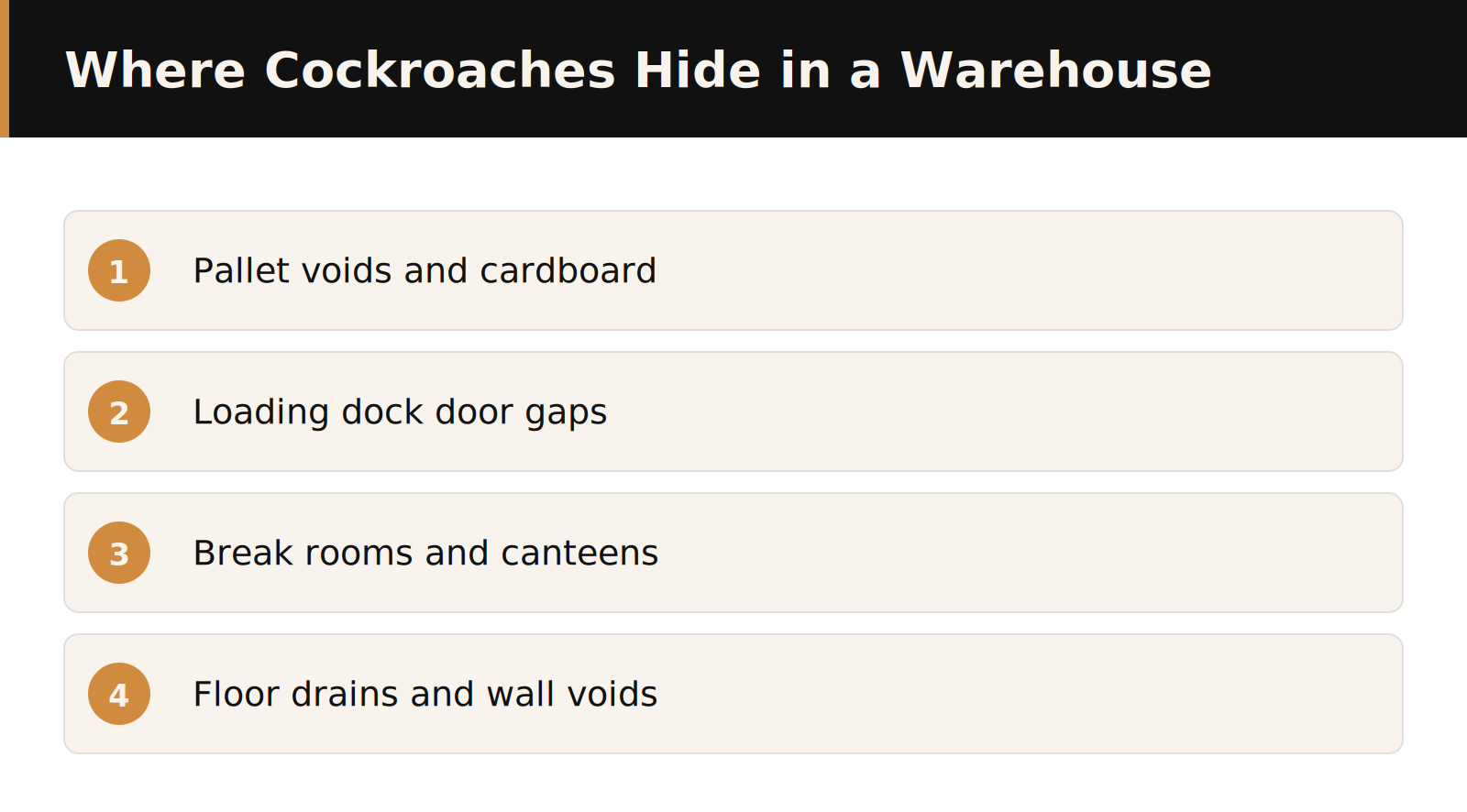 Where cockroaches hide in a Dubai warehouse infographic