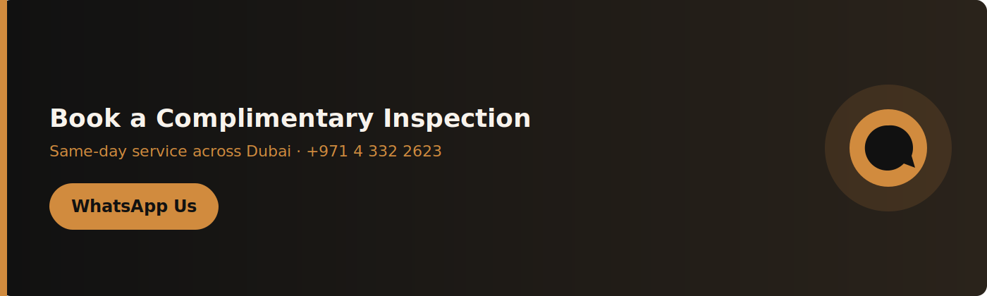 Book a complimentary scorpion inspection via WhatsApp, same-day service available across Dubai