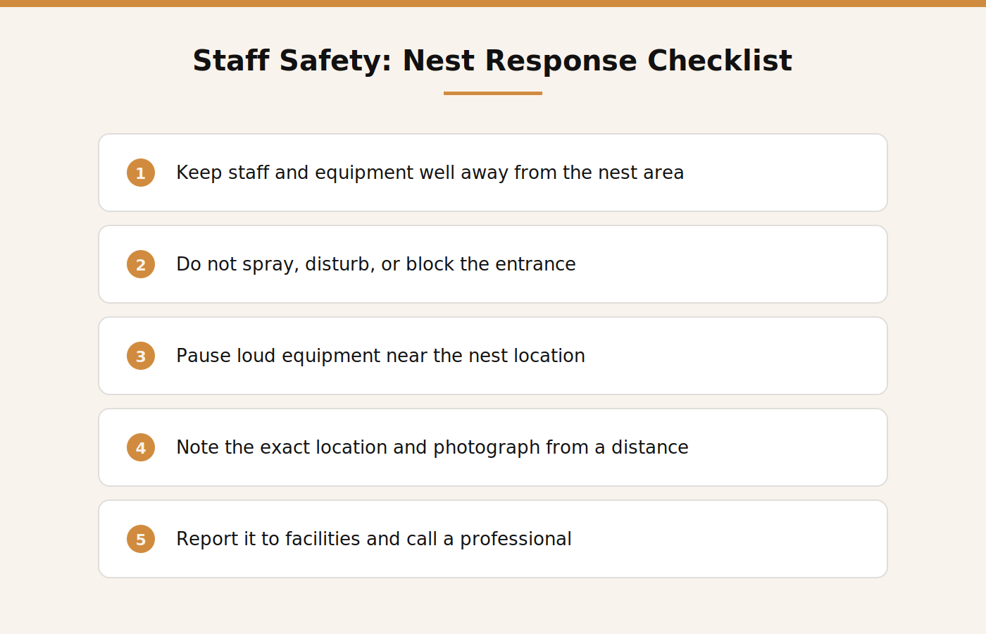 Staff safety and nest response checklist for Dubai warehouse and industrial facilities