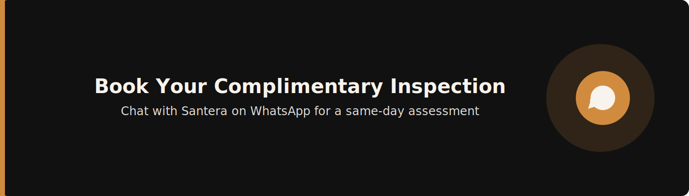 Book your complimentary pest inspection with Santera via WhatsApp