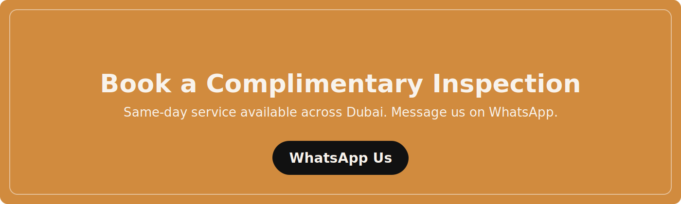 Book a complimentary inspection via WhatsApp