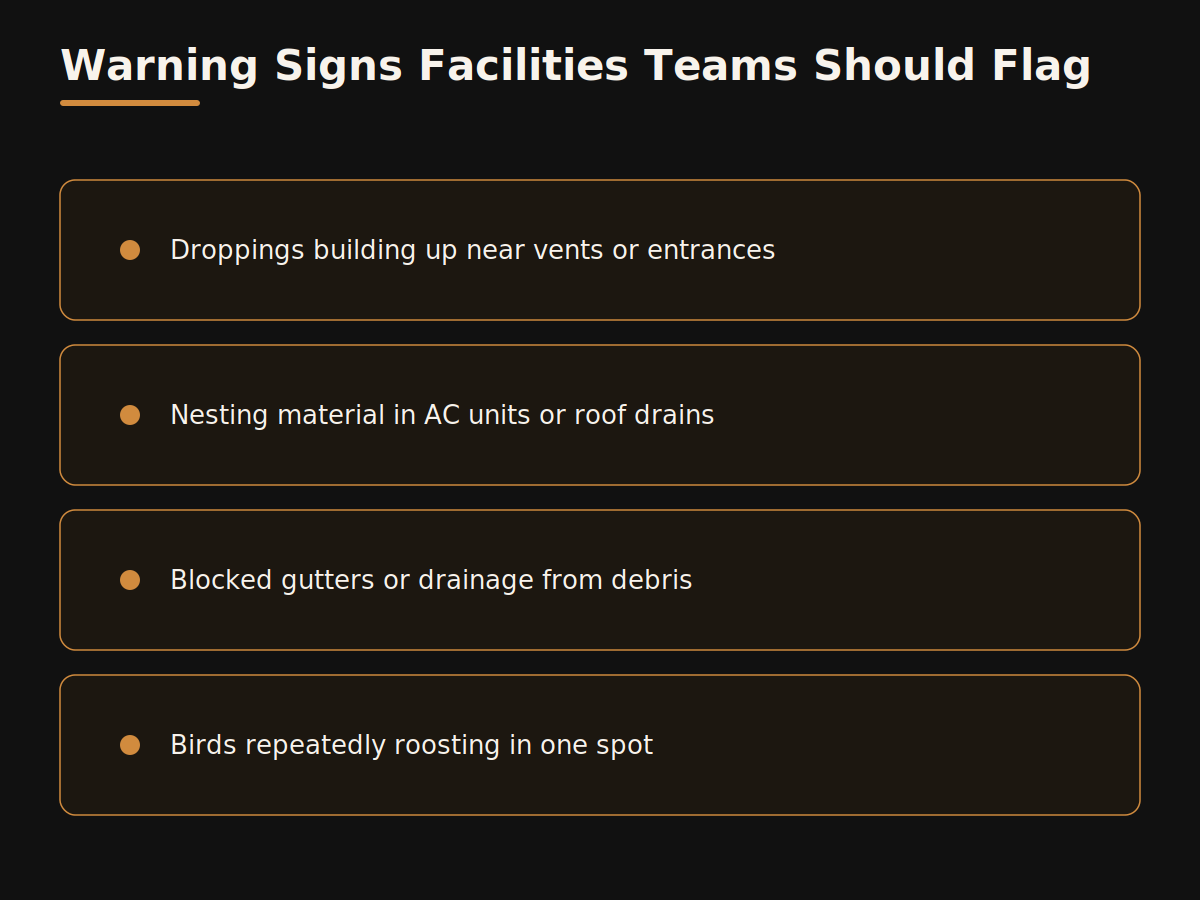 Warning signs of bird activity school staff should report