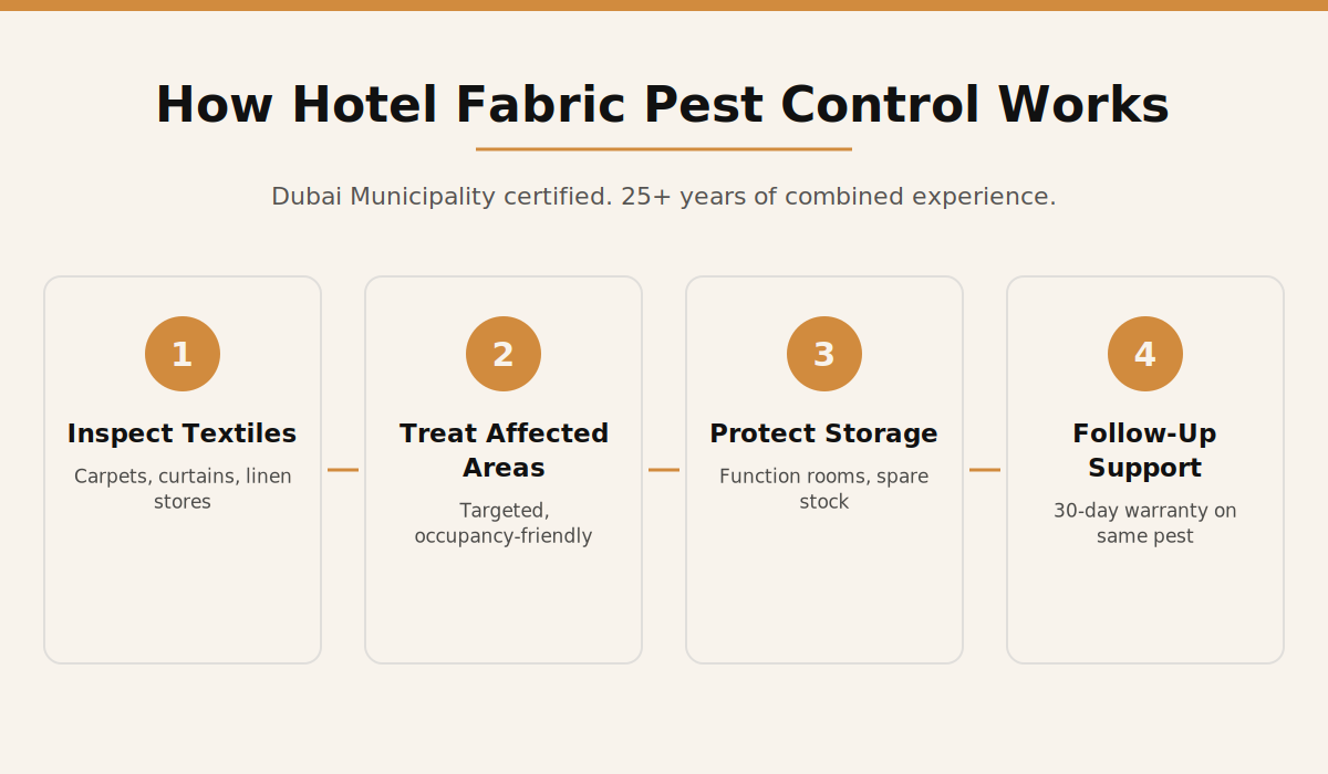 How professional fabric pest control works for Dubai hotels, four step process