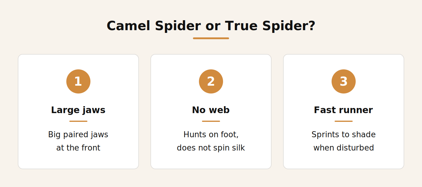Camel spider compared with a true spider infographic