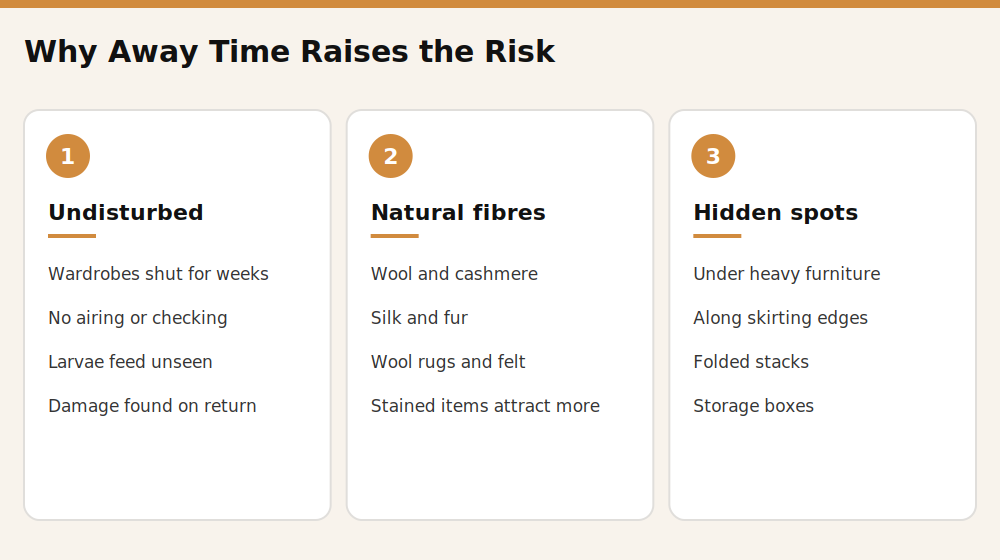 Why time away raises the risk of fabric pests