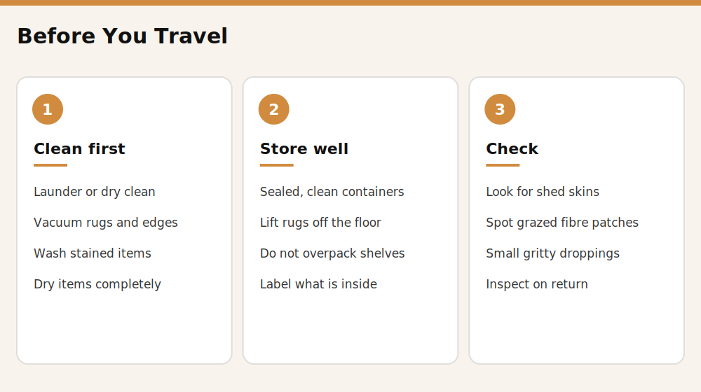 How to prepare wardrobes and rugs before travelling
