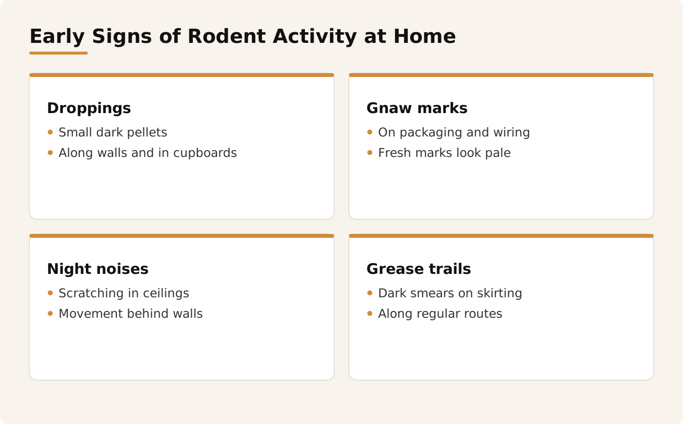 Early signs of rodent activity at home