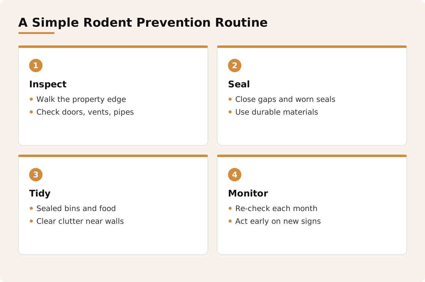 A simple rodent prevention routine for villas