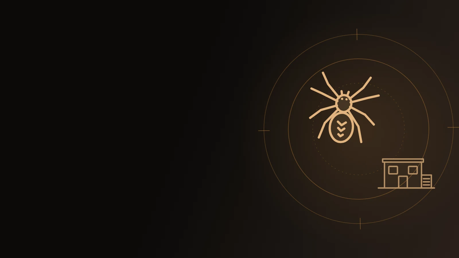 Huntsman spider line drawing in Santera's brand rings beside a villa