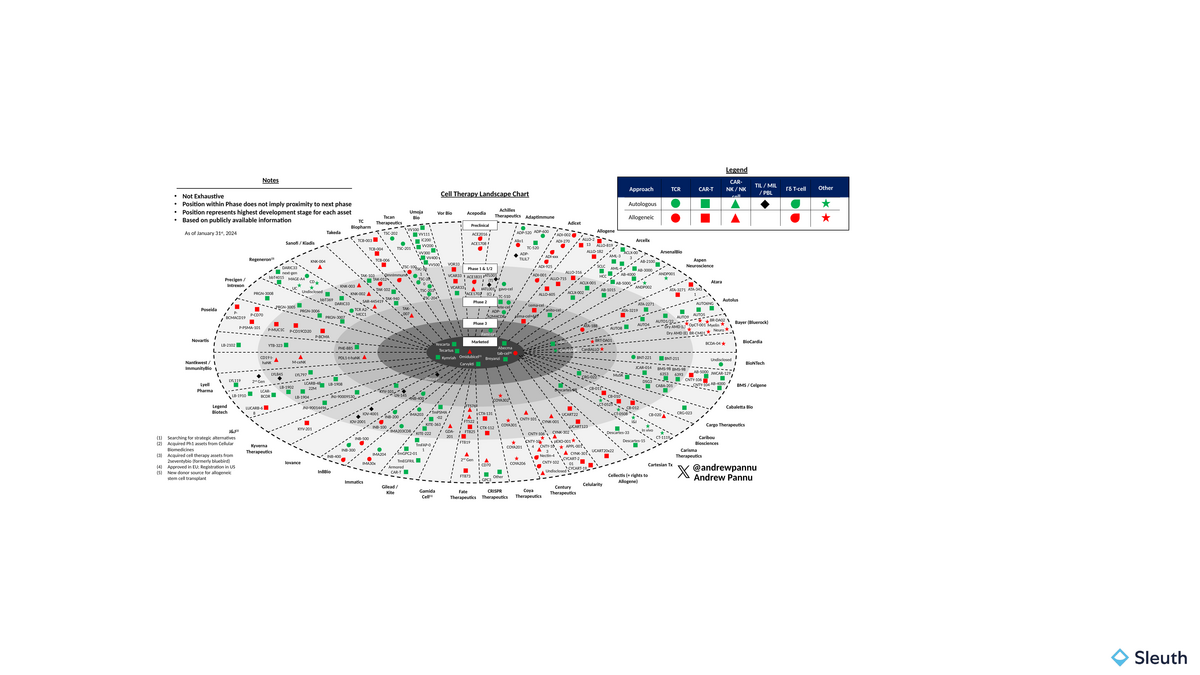 Data visualization for Cell Therapy Landscape: 45 Companies, 400+ Programs