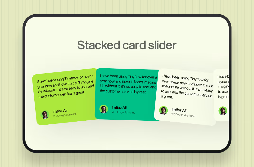 Webflow Stacked Card Slider Preview