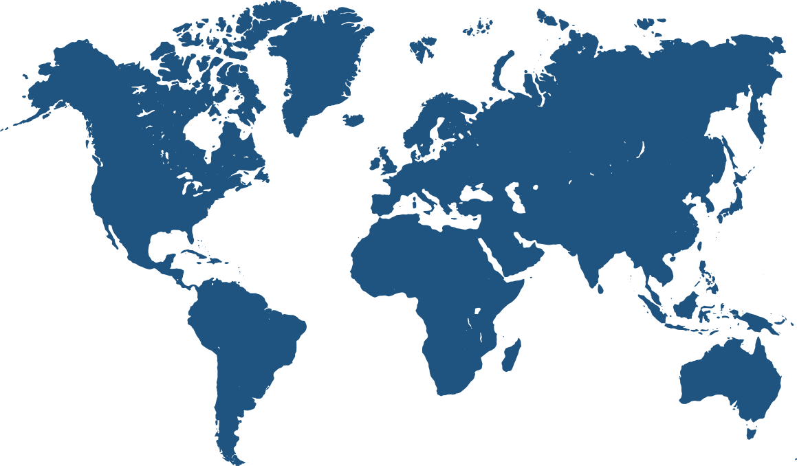 Simplified dark blue world map showing all continents and major landmasses on a black background.