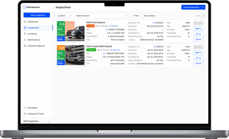 AI Vehicle Inspection Software | Self Inspection