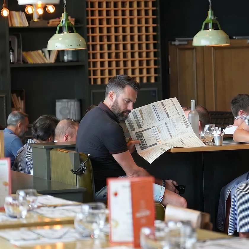 Client découvrant la carte de La Table du Brasseur