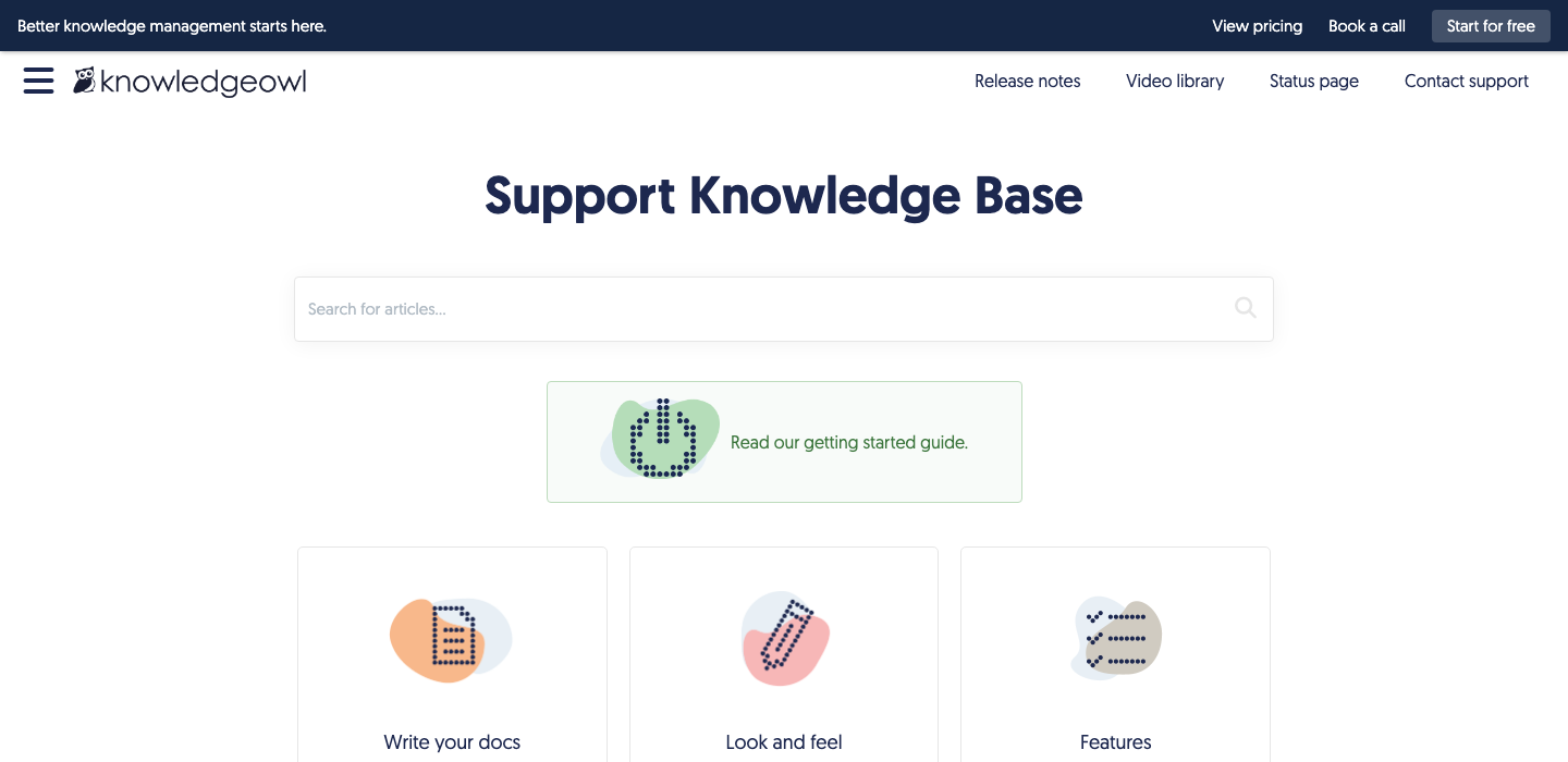 KnowledgeOwl knowledge base interface screenshot