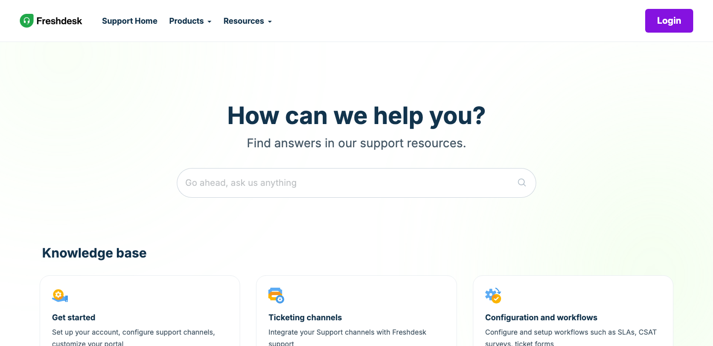 Freshdesk Knowledge interface screenshot