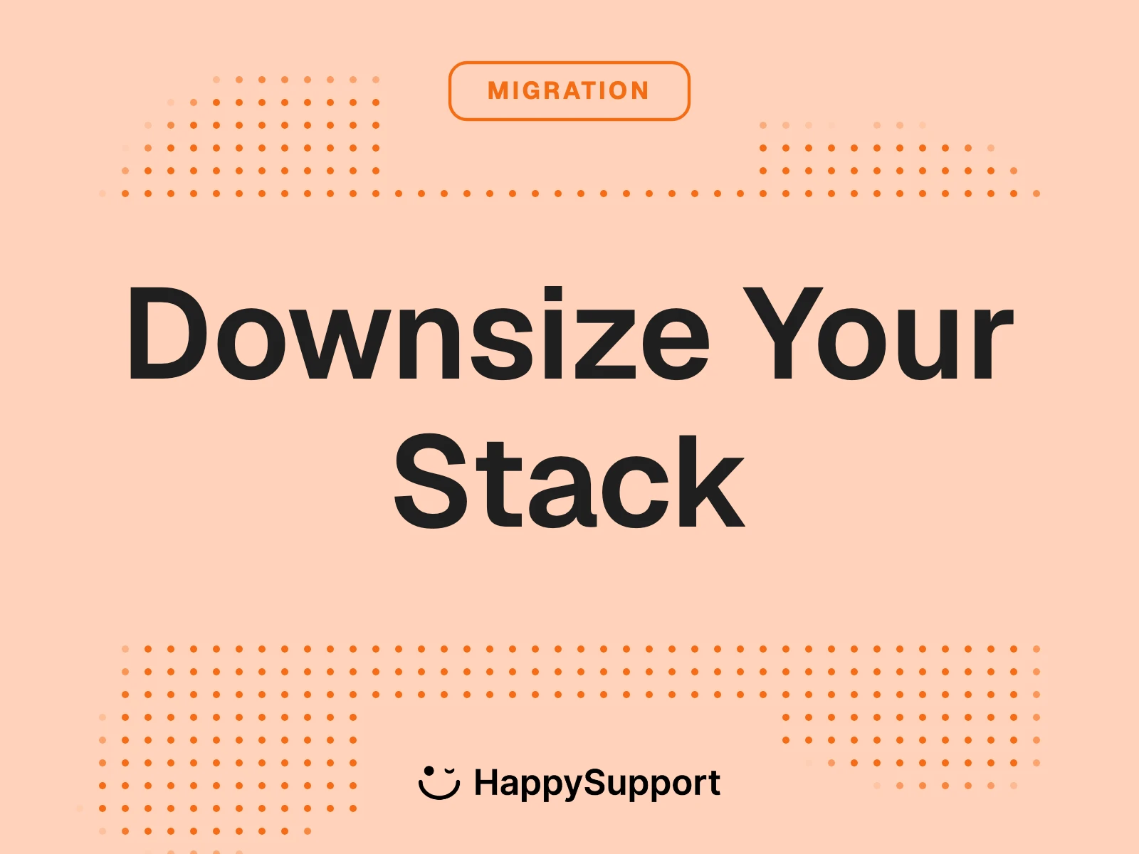 Intercom to Help Scout Migration cover, peach background with Downsize Your Stack headline