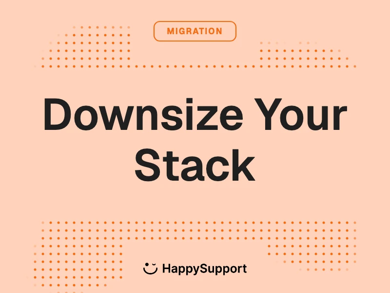 Intercom to Help Scout Migration cover, peach background with Downsize Your Stack headline