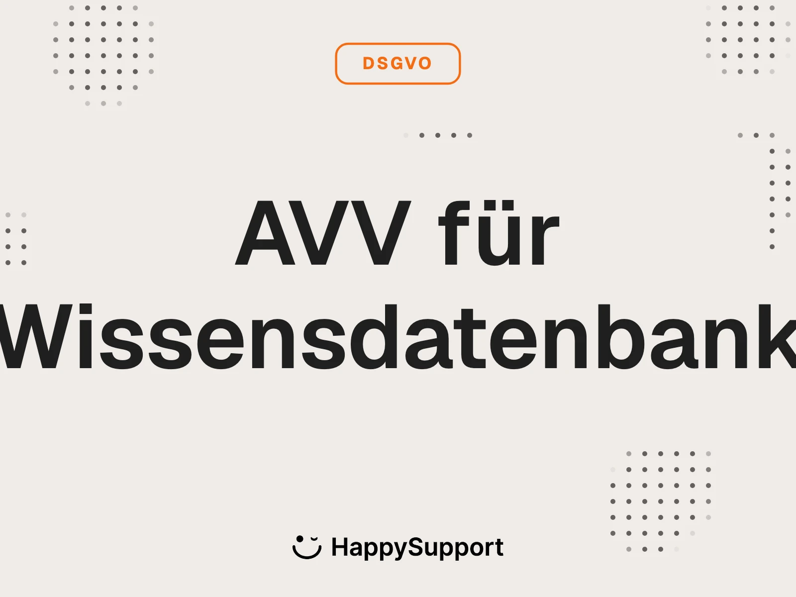 AVV für Wissensdatenbank cover, warm beige with DSGVO eyebrow