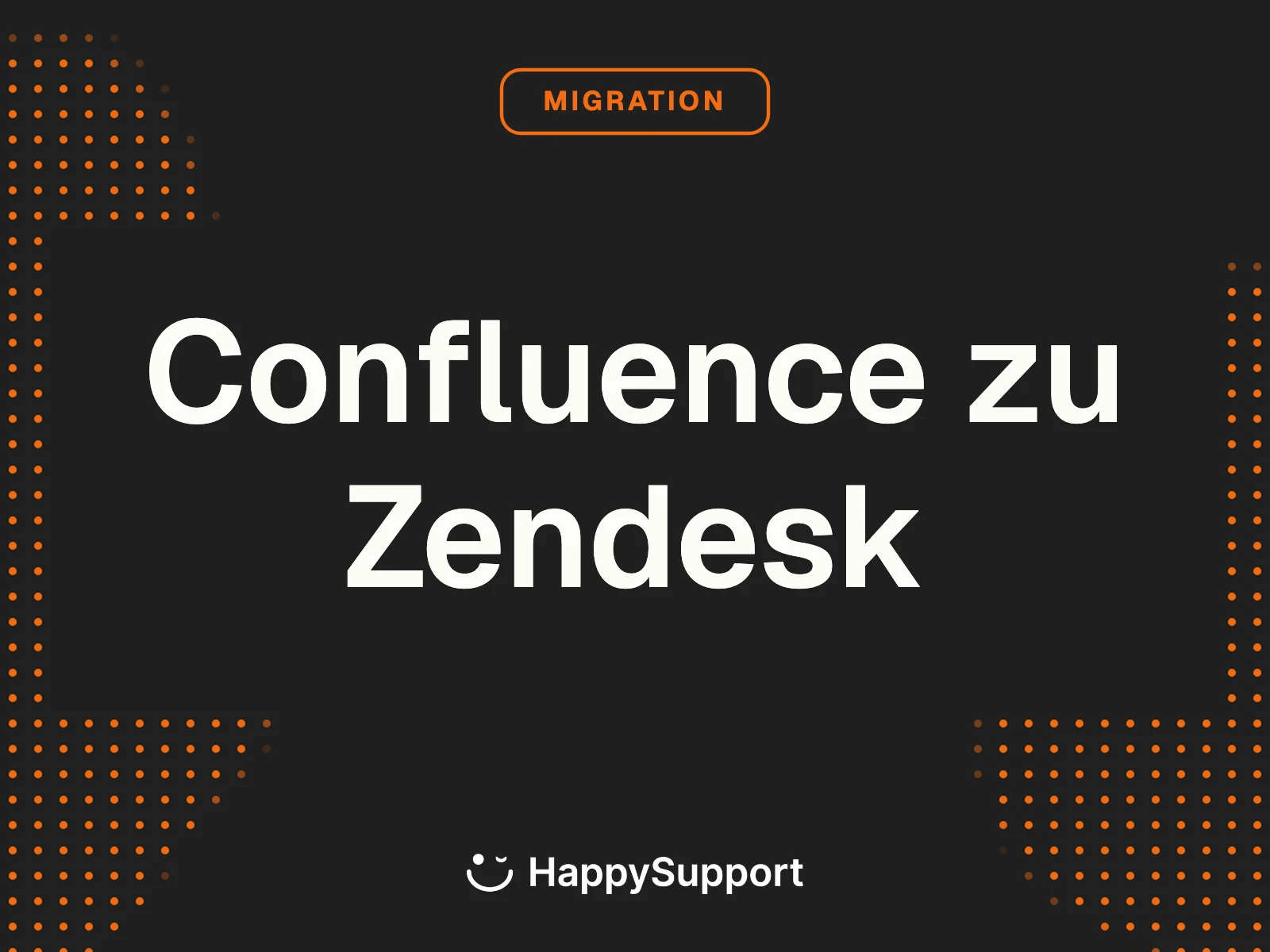 Confluence zu Zendesk Guide Migration cover, dark ink with Migration eyebrow