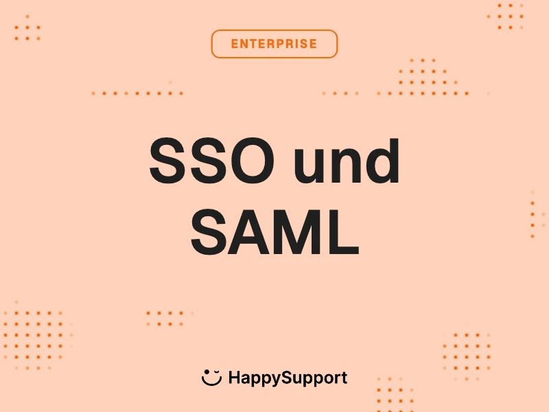 SSO und SAML Help Center cover, peach background with Enterprise eyebrow