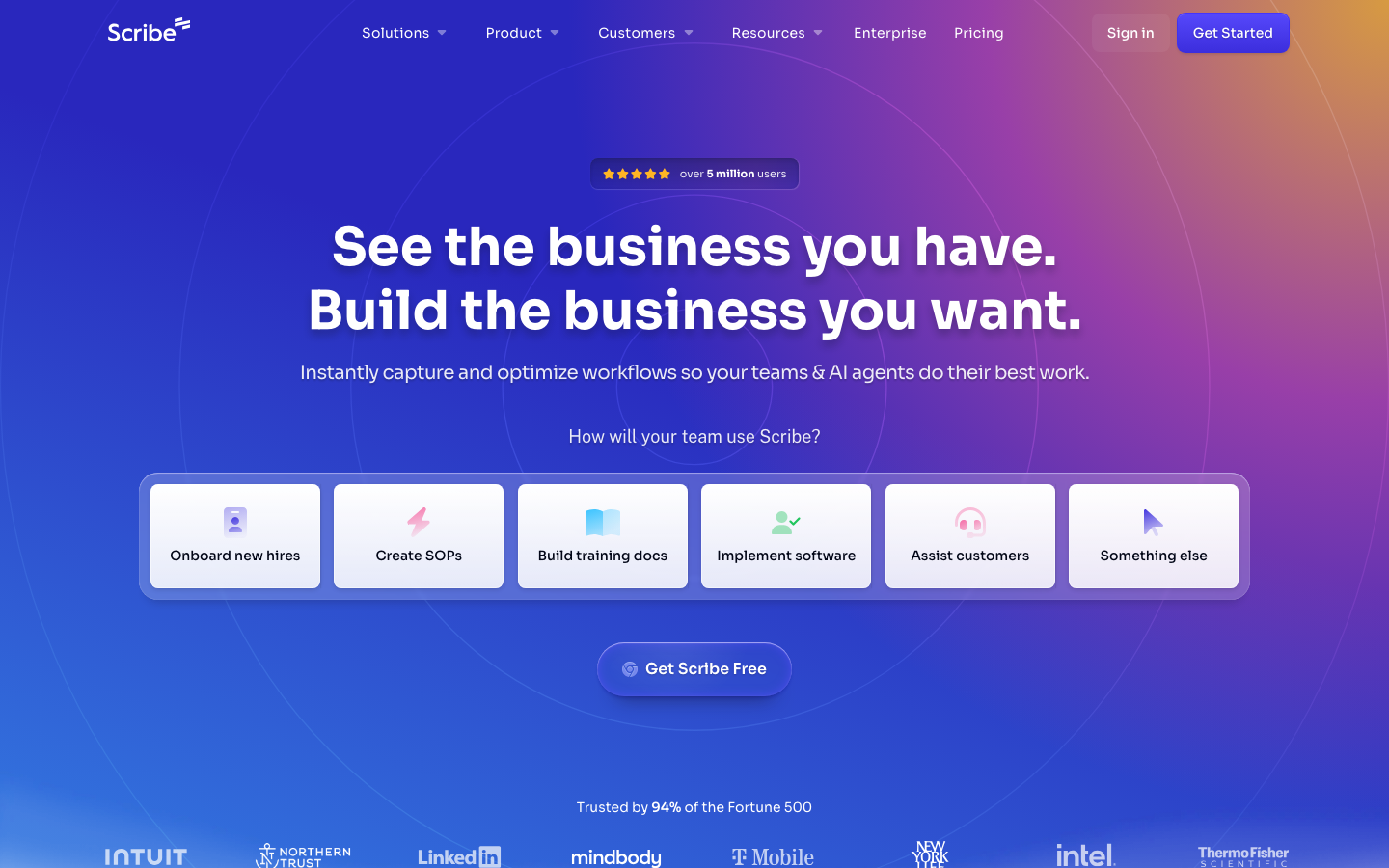 Scribe homepage showing automatic step-by-step process documentation