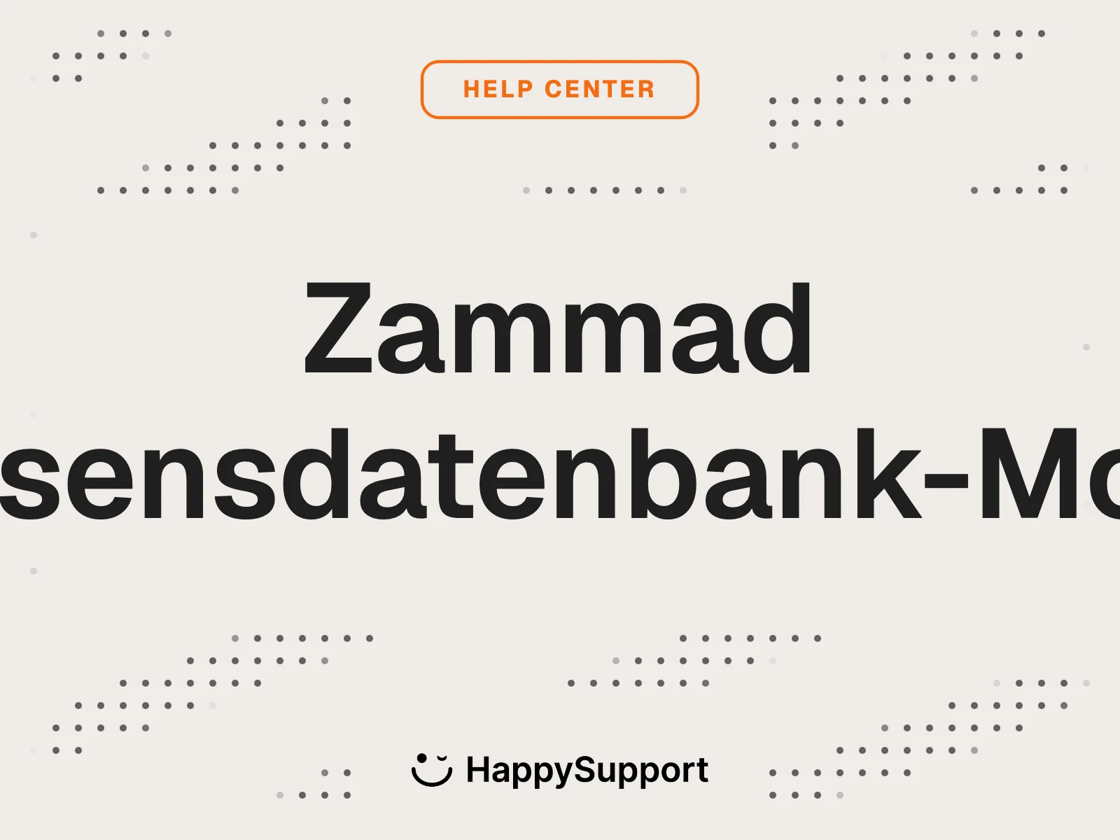 Zammad Wissensdatenbank-Modul cover, HappySupport