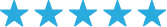 Five blue stars in a horizontal row on a white background.