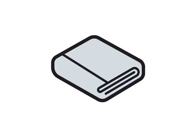 Icon of a folded cleaning cloth or towel in light gray with black outline on a white background.